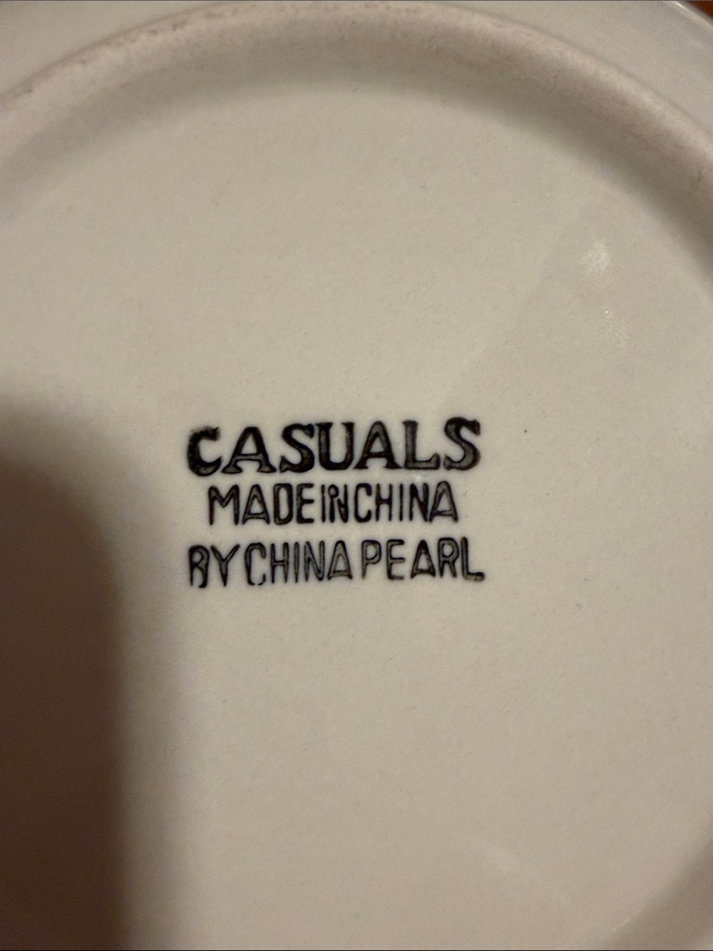 China Pearl Casuals Hunter green rimmed cereal soup bowl - set of 4 - VINTAGE - Picture 3 of 3
